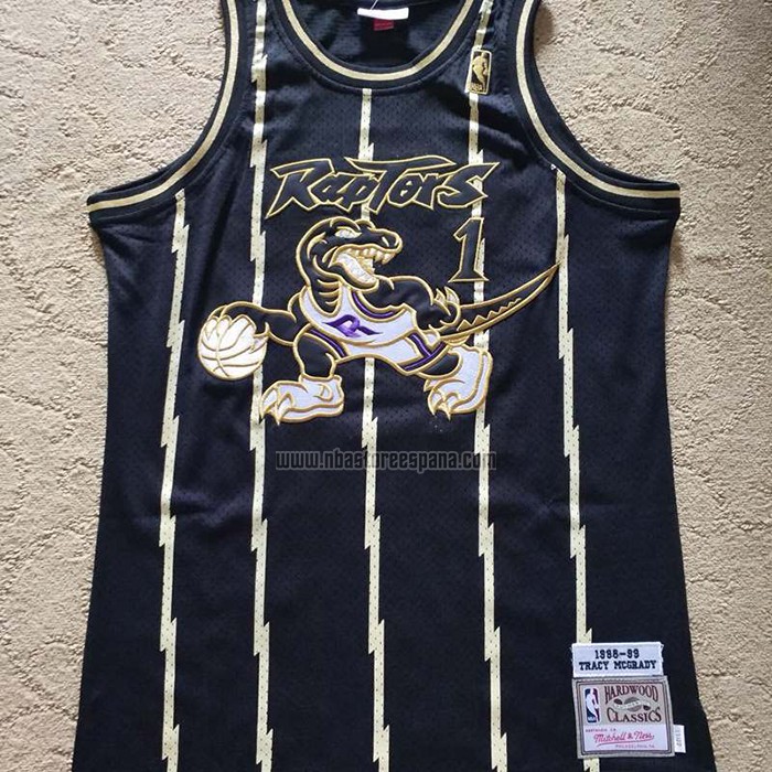 Camiseta Toronto Raptors Tracy McGrady NO 1 Mitchell & Ness 1998-99 Negro